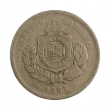 Moeda V-033 200 Réis 1887 BC/MBC  Cupro Níquel Ø32mm 15gr.