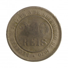 Moeda V-033 200 Réis 1887 BC/MBC  Cupro Níquel Ø32mm 15gr.
