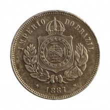 Moeda V-033 200 Réis 1887  MBC+ Cupro Níquel  Ø32mm 15gr.