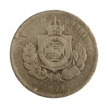 Moeda V-017 200 Réis 1874 BC C/ Sinais de Verniz Cupro Níquel Ø32mm 15gr.