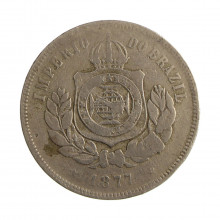 Moeda V-020 200 Réis 1877  MBC Cupro Níquel  Ø32mm 15gr.