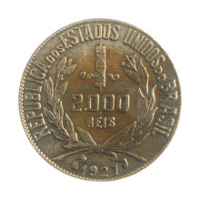 Moeda P-713 2000 Réis 1927 MBC Prata 500 Ø26mm 8gr.