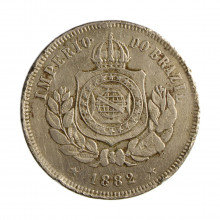 Moeda V-023 200 Réis 1882 BC/MBC C/Sinais de Verniz Cupro Níquel Ø32mm 15gr.