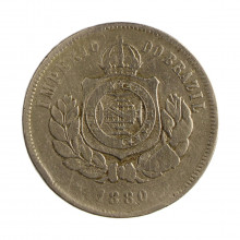 Moeda V-022 200 Réis 1880 BC/MBC C/Sinais de Verniz Cupro Níquel Ø32mm 15gr.