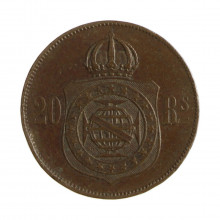 Moeda B-788 20 Réis 1869 MBC C/Ponto Bronze Ø25mm 7gr.