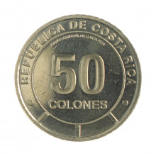 Moeda KM#New 50 Colones 2023 FC Costa Rica América Caranguejo Marinho Latão Revestido de Níquel Ø24,5mm 5,54gr.