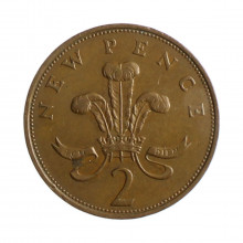 Moeda KM#916 2 Pence 1971 MBC+ Reino Unido Europa Bronze Ø25,9mm 7,12gr.