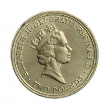 Moeda KM#947 2 Pounds 1986 SOB Reino Unido Europa XIII Jogos da Commonwealth, Edimburgo 1986 Latão Níquel Ø28,4mm 15,98g
