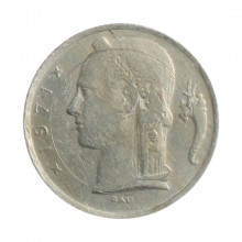 Moeda KM#135 5 Francs 1971 MBC Bélgica Europa Cupro Níquel Ø24mm 1,75gr.