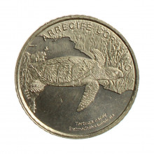 Moeda KM#New 50 Colones 2023 FC Costa Rica América Tartaruga-de-Pente Latão R. Níquel Ø24,5mm 5,54gr.