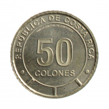 Moeda KM#New 50 Colones 2023 FC Costa Rica América Anolis Sedoso Latão R. Níquel Ø24,5mm 5,54gr.