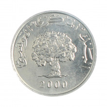 Moeda KM#349 1 Millime 2000 FC Tunísia África Segurança alimentar no século XXI Alumínio Ø21mm 1,2gr.