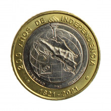Moeda KM#241 500 Colones 2021 FC Costa Rica América Bicentenário da Independência Bimetálico Ø28mm 10,5gr.