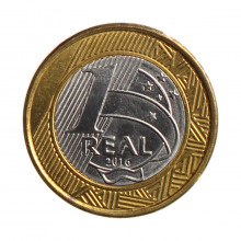 Moeda V-587 1 Real 2016 SOB Bimetálico Ø27mm 7gr.*