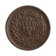 Moeda KM#391.6 1 Centavo 1892 MO MBC+ México América Cobre Ø25mm 8gr.