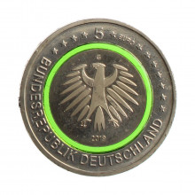 Moeda KM#380 5 Euros 2019 G FC Alemanha Europa Clima Temperado Trimetálica Ø27,25mm 9gr.