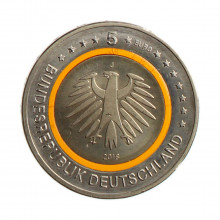 Moeda KM#370 5 Euros 2018 J FC Alemanha Europa Clima Subtropical Úmido Trimetálica Ø27,25mm 9gr.