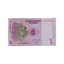 Cédula P#80a 1 Centime 1997  	República do Congo África FE