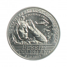 Moeda KM#778 Quarter Dollar American Woman Bessie Coleman 2023 S FC USA América Cupro Níquel Ø24,26mm 5,67gr.