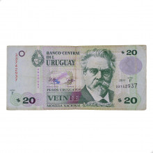 Cédula P#86b 20 Pesos Uruguayos 2011  Uruguai América BC/MBC