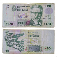 Cédula P#86b 20 Pesos Uruguayos 2011  Uruguai América BC/MBC