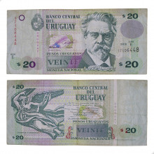 Cédula P#86a 20 Pesos Uruguayos 2008  Uruguai América BC/MBC