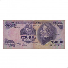 Cédula P#64Aa 1000 Nuevos Pesos 1991  Uruguai América MBC