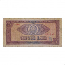 Cédula P#93 5 Lei 1966 C/Marca de Caneta Romênia Europa BC/MBC