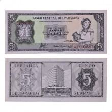 Cédula P#195b 5 Guaraníes 1963  Paraguai América SOB