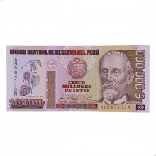 Cédula P#150 5000000 Intis 1991  Peru América FE