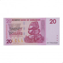 Cédula P#68 20 Dollars 2007  Zimbabwe África FE