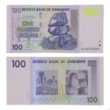 Cédula P#69 100 Dollars 2007  Zimbabwe África FE