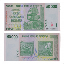 Cédula P#74 50.000 Dollars 2008  Zimbabwe África FE