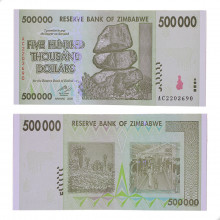 Cédula P#76 500000 Dollars 2008  Zimbabwe África FE