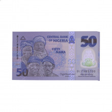 Cédula P#40 50 Naira 2025 Polímero Nigéria África FE