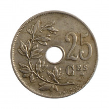 Moeda KM#68.1 25 Centimes 1927 MBC Bélgica Europa  Cobre-níquel Ø26mm 6,5gr.