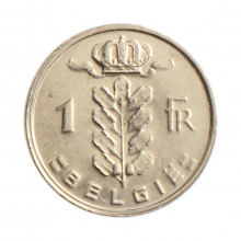 Moeda KM#143.1 1 Franc 1988 MBC+ Bélgica Europa  Cobre-níquel Ø21mm 4gr.