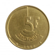 Moeda KM#163 5 Francs 1986 MBC Bélgica Europa  Cobre-níquel Ø24mm 5,5gr.