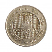 Moeda KM#21 5 Centimes 1862 MBC+ Bélgica Europa  Cobre-níquel Ø19mm 3gr.