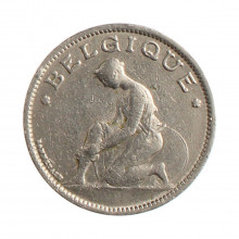 Moeda KM#89 1 Franc 1934 MBC Bélgica Europa  Níquel Ø23mm 5gr.