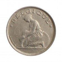 Moeda KM#89 1 Franc 1922 MBC Bélgica Europa  Níquel Ø23mm 5gr.