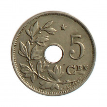 Moeda KM#94 5 Centimes 1931 MBC+ Bélgica Europa  Latão níquel Ø19mm 2,5gr.