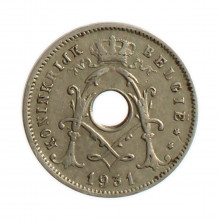 Moeda KM#94 5 Centimes 1931 MBC+ Bélgica Europa  Latão níquel Ø19mm 2,5gr.