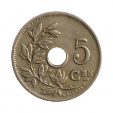 Moeda KM#67 5 Centimes 1925 MBC+ Bélgica Europa Cobre-níquel Ø19mm 2,5gr.