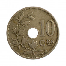 Moeda KM#49 10 Centimes 1903 MBC+ Bélgica Europa  	Cobre-níquel Ø22mm 4gr.
