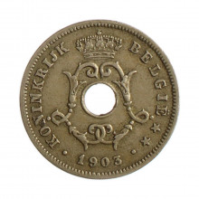 Moeda KM#49 10 Centimes 1903 MBC+ Bélgica Europa  	Cobre-níquel Ø22mm 4gr.