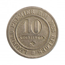 Moeda KM#22 10 Centimes 1861 MBC Bélgica Europa  Cobre-níquel Ø21mm 4,5gr.