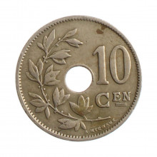 Moeda KM#86 10 Centimes 1921 MBC Bélgica Europa  Cobre-níquel Ø22mm 4gr.