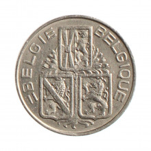 Moeda KM#120 1 Franc 1940 MBC+ Bélgica Europa Níquel Ø21,5mm 4,5gr.