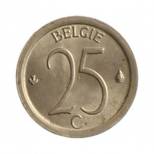 Moeda KM#154 25 Centimes 1971 MBC/SOB Bélgica Europa  Cobre-níquel Ø16mm 1,8gr.